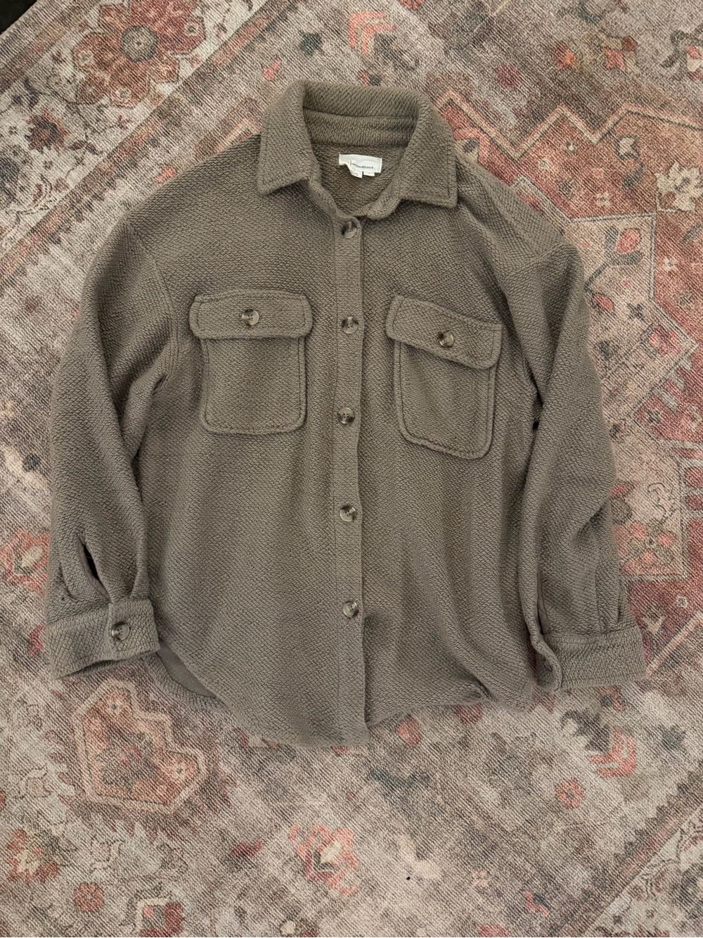 Anthropologie Taupe Button-Front Shacket